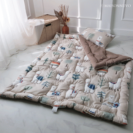 라마 브라운 손누비 유아 겨울 차렵 이불 단품/어린이집이불/모달 면/60수 사틴 면