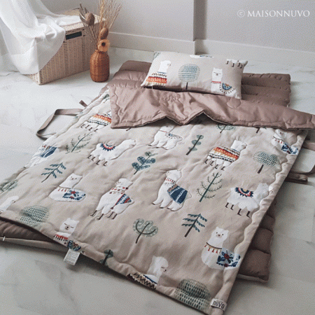 라마 브라운 모달면 손누비 낮잠이불 패드단품/세트 _어린이집이불