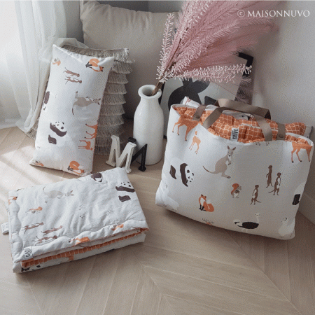 더쥬 면 100% 손누비 낮잠이불 세트(어린이집이불  가방변형)